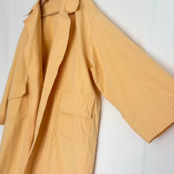 Handmade Painted Horse Art to Wear Yellow Trench coat parka Oversize 100% Cotton - Picture 9 of 9